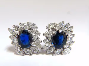 GIA Certified 11.16ct Natural Royal Blue sapphire diamond earrings Platinum