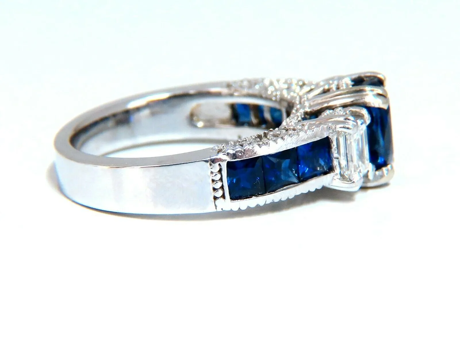GIA Certified 1.86ct Natural Sapphire Diamonds Ring & matching eternity band