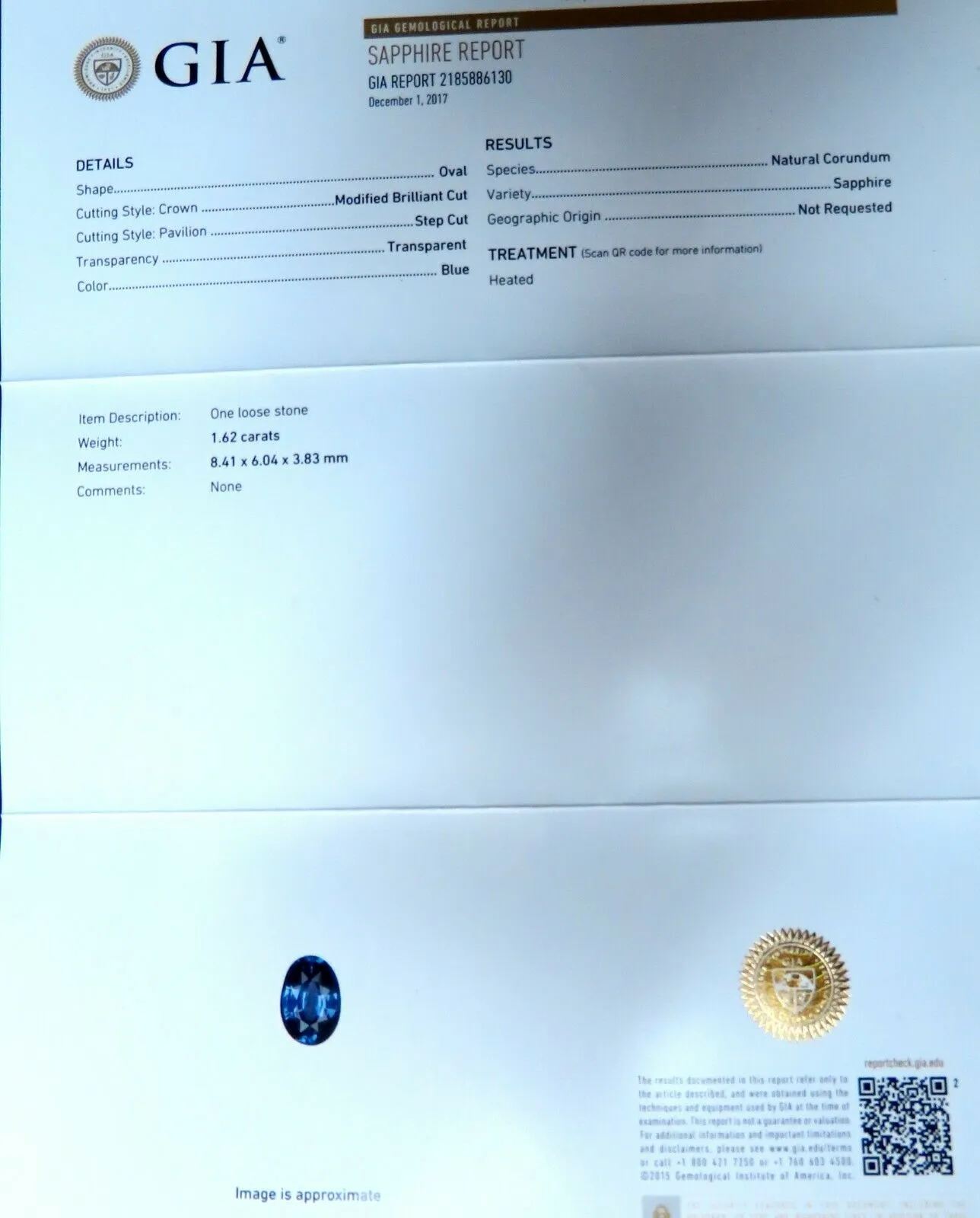 GIA Certified 1.86ct Natural Sapphire Diamonds Ring & matching eternity band