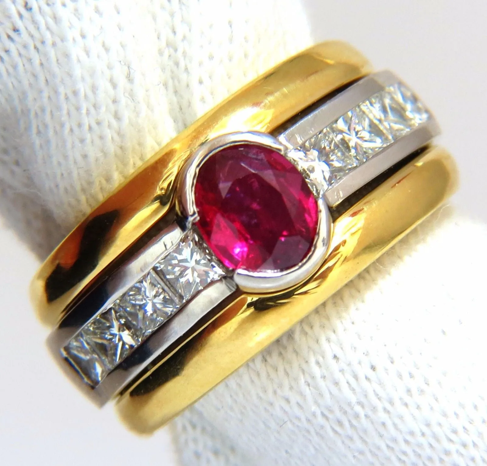 GIA Certified 2.13ct no heat ruby diamonds ring 18kt & platinum fused