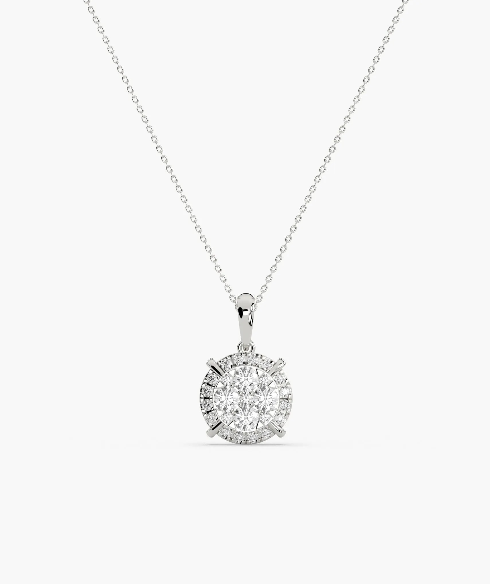 Gleaming Diamond Halo Necklace