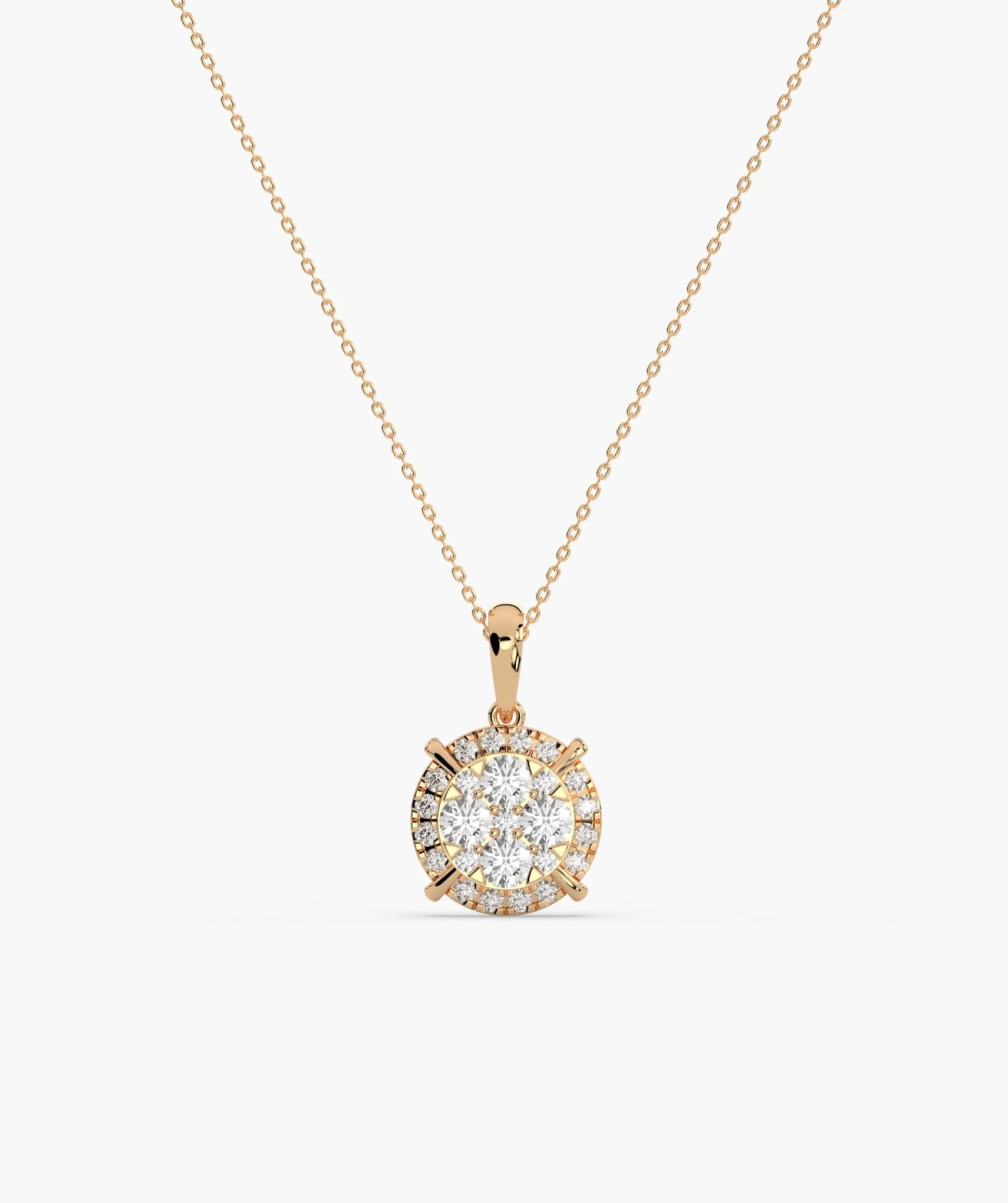 Gleaming Diamond Halo Necklace