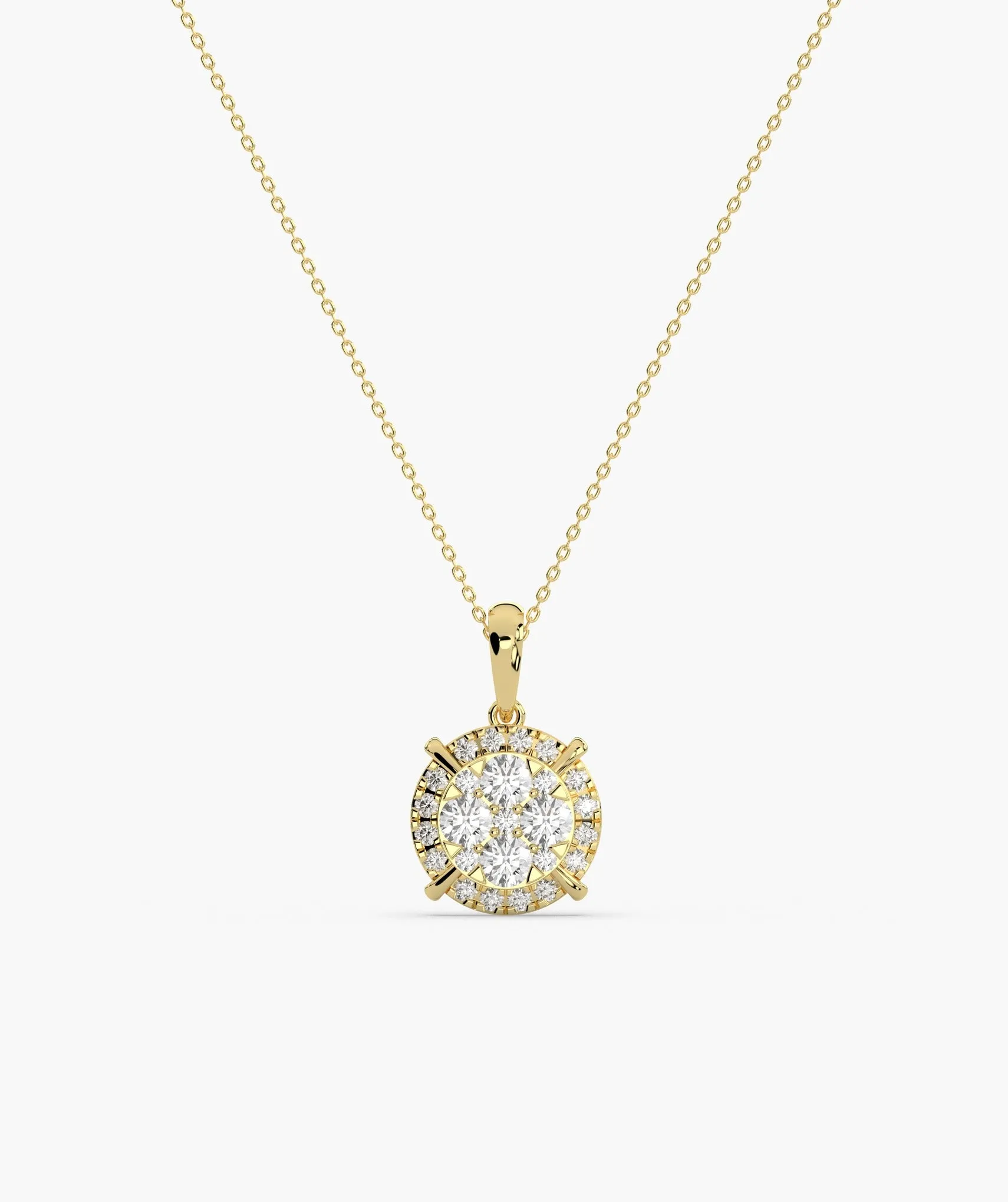 Gleaming Diamond Halo Necklace