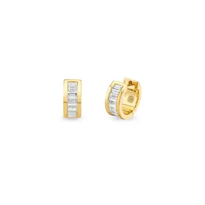 Gold & Diamond Channel Set Baguette Huggie