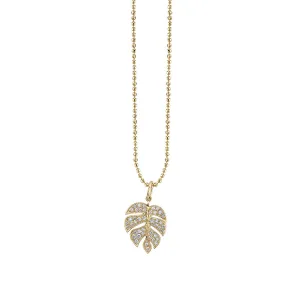 Gold & Diamond Medium Monstera Leaf Charm