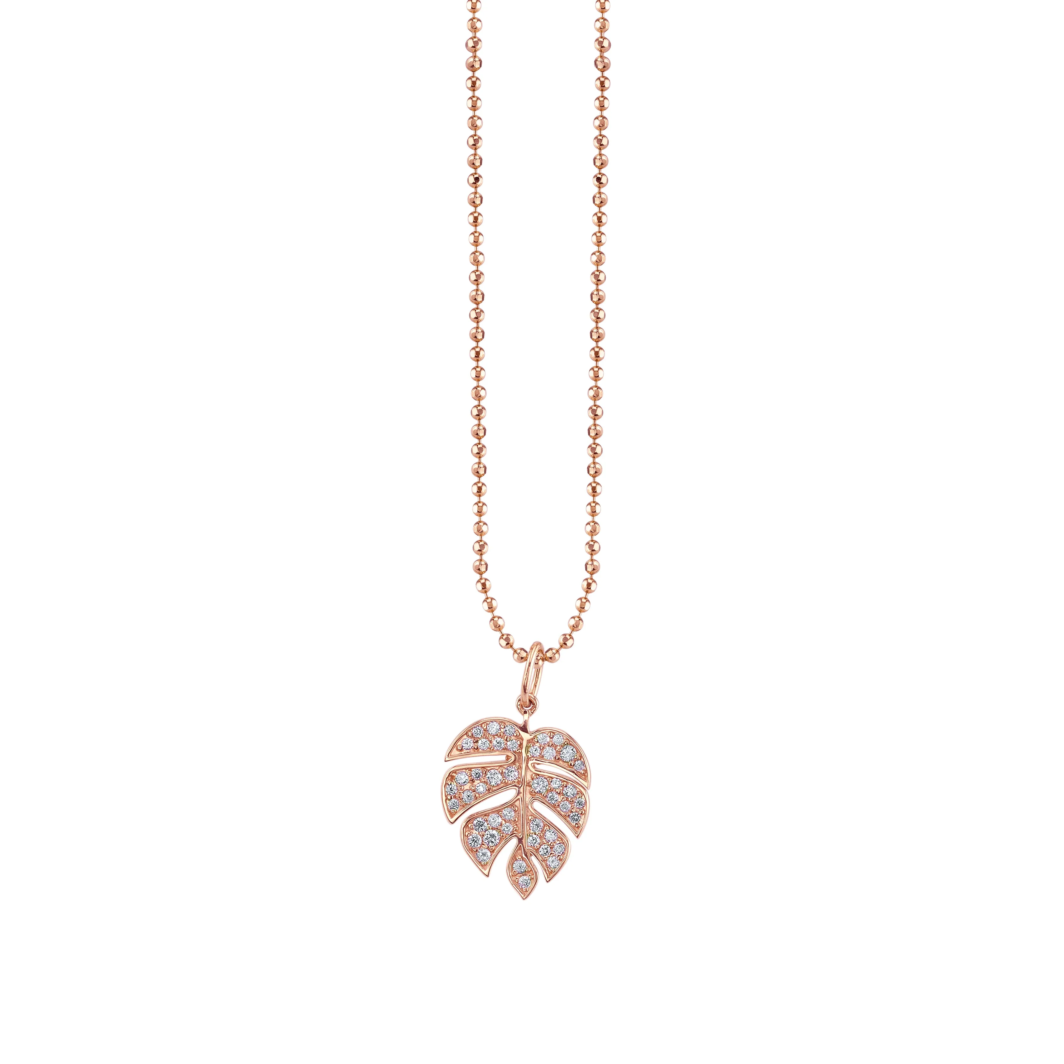 Gold & Diamond Medium Monstera Leaf Charm