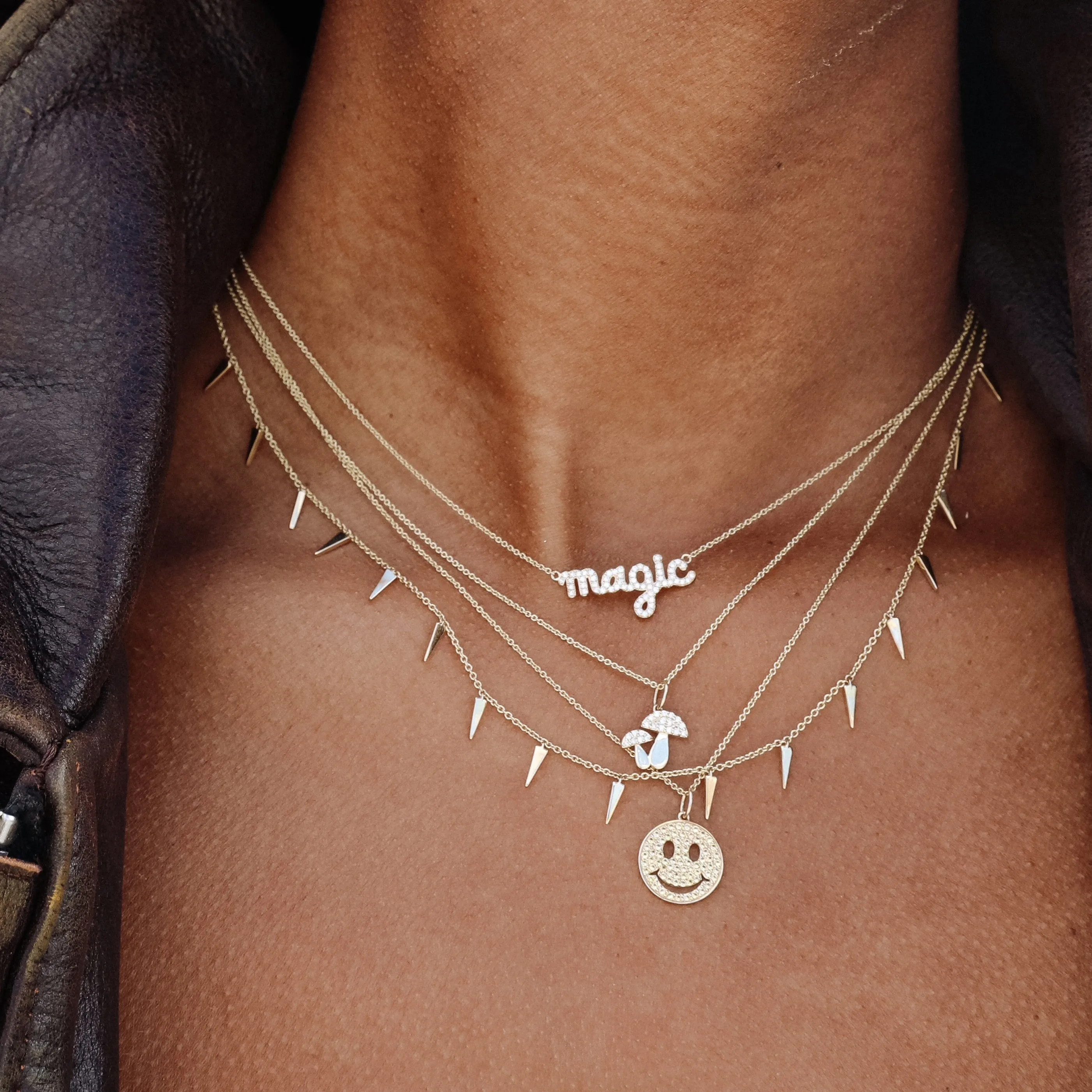 Gold & Diamond Mushroom Charm