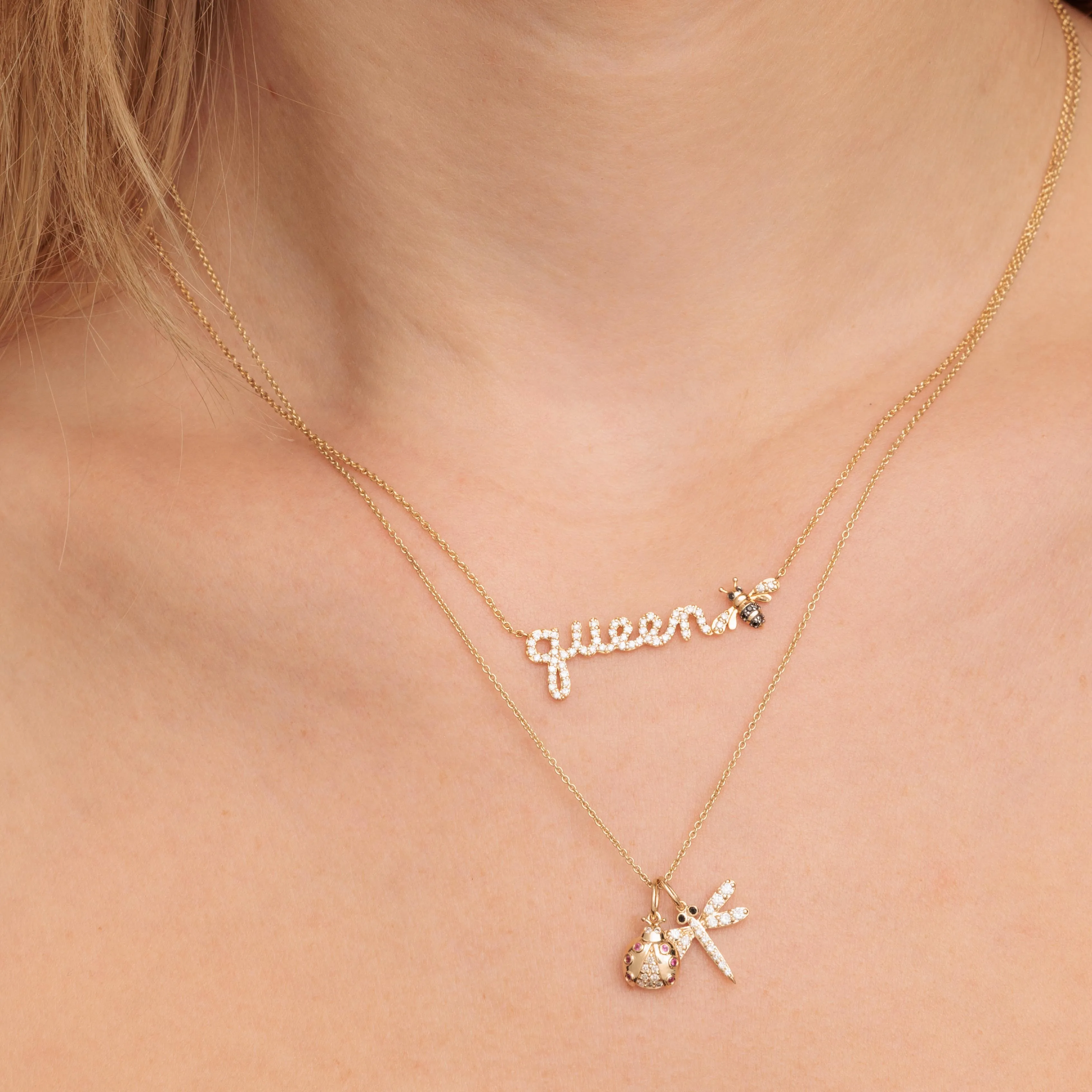 Gold & Diamond Open Wing Ladybug Charm