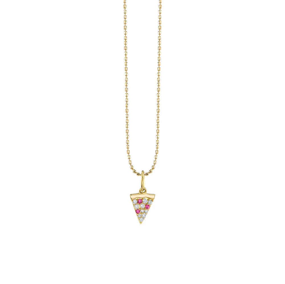Gold & Diamond Pizza Slice Charm