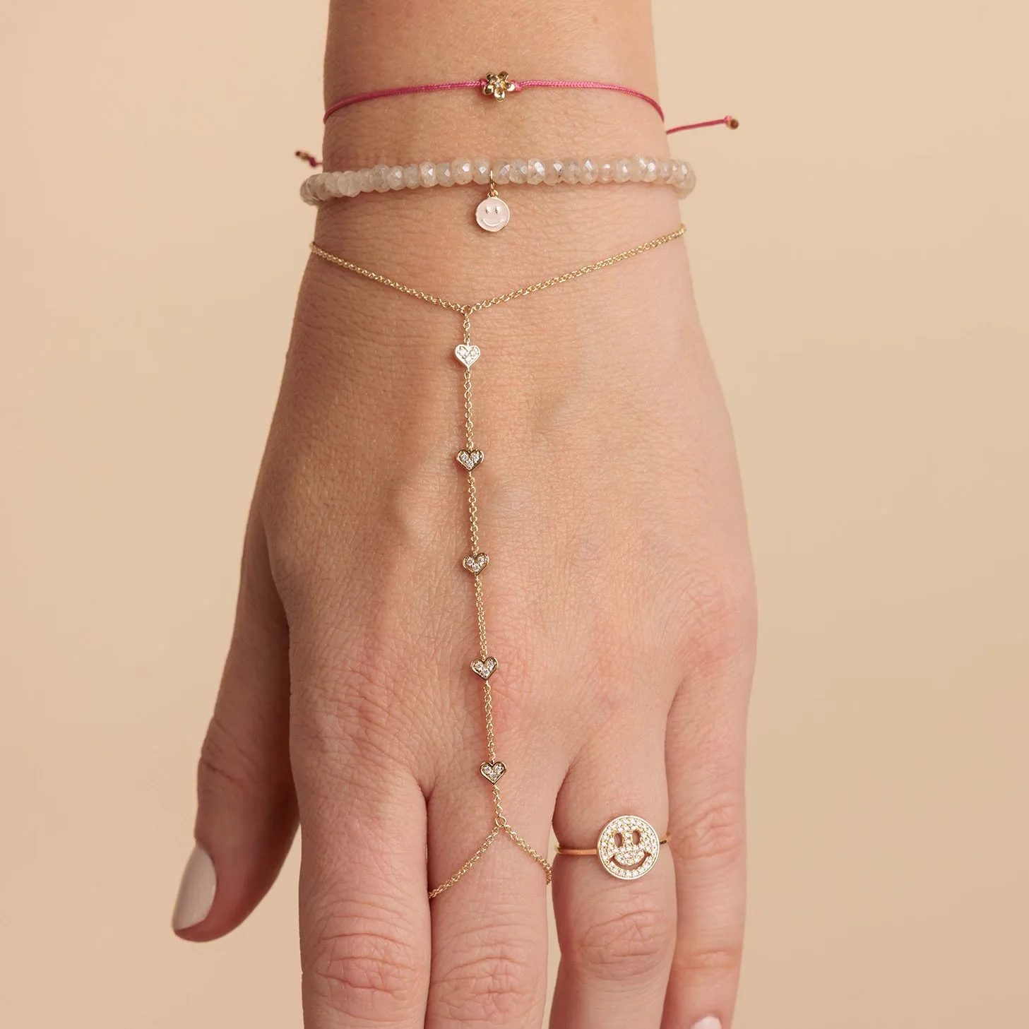 Gold & Diamond Plumeria Cord Bracelet