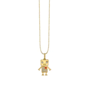 Gold & Diamond Robot Charm