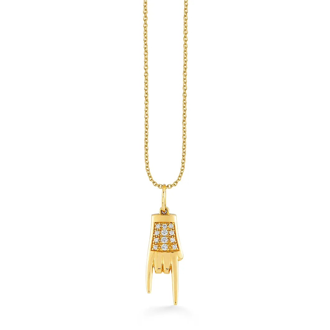 Gold & Diamond Small Mano Cornuto Charm