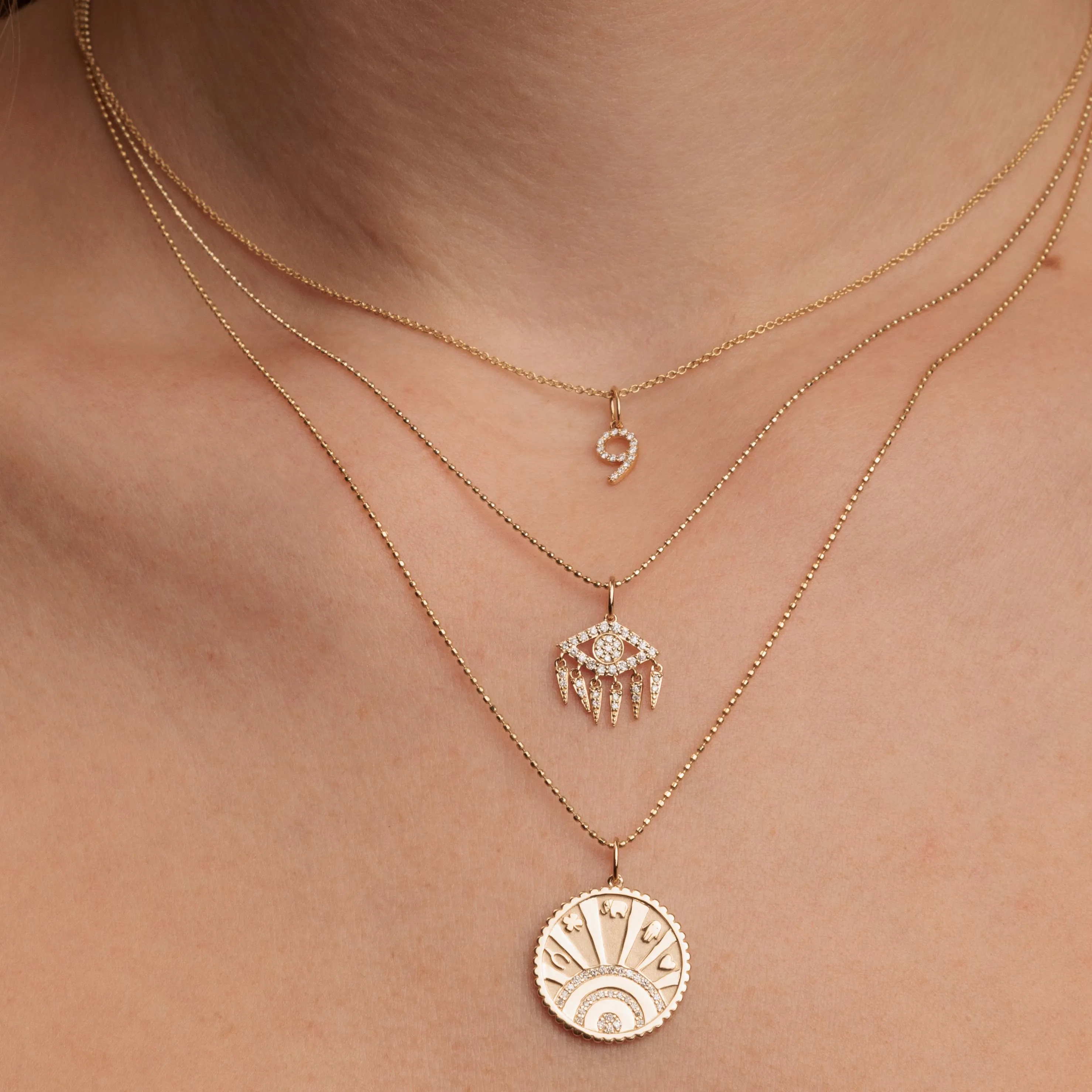 Gold & Diamond Small Number Charm