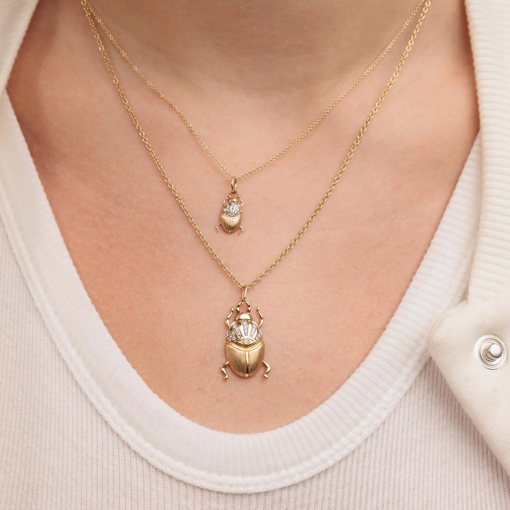 Gold & Diamond Small Scarab Charm