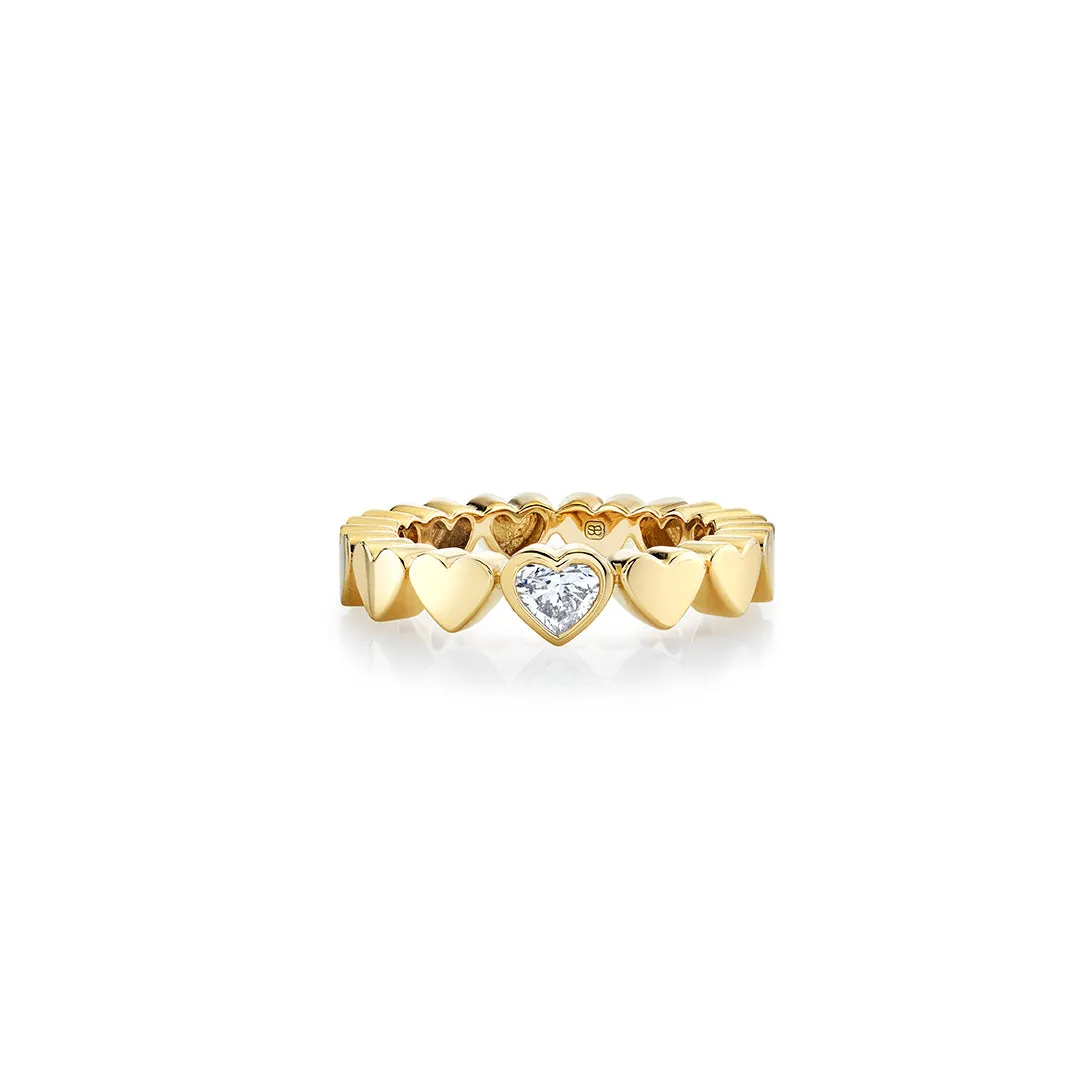 Gold & Heart Diamond Eternity Ring