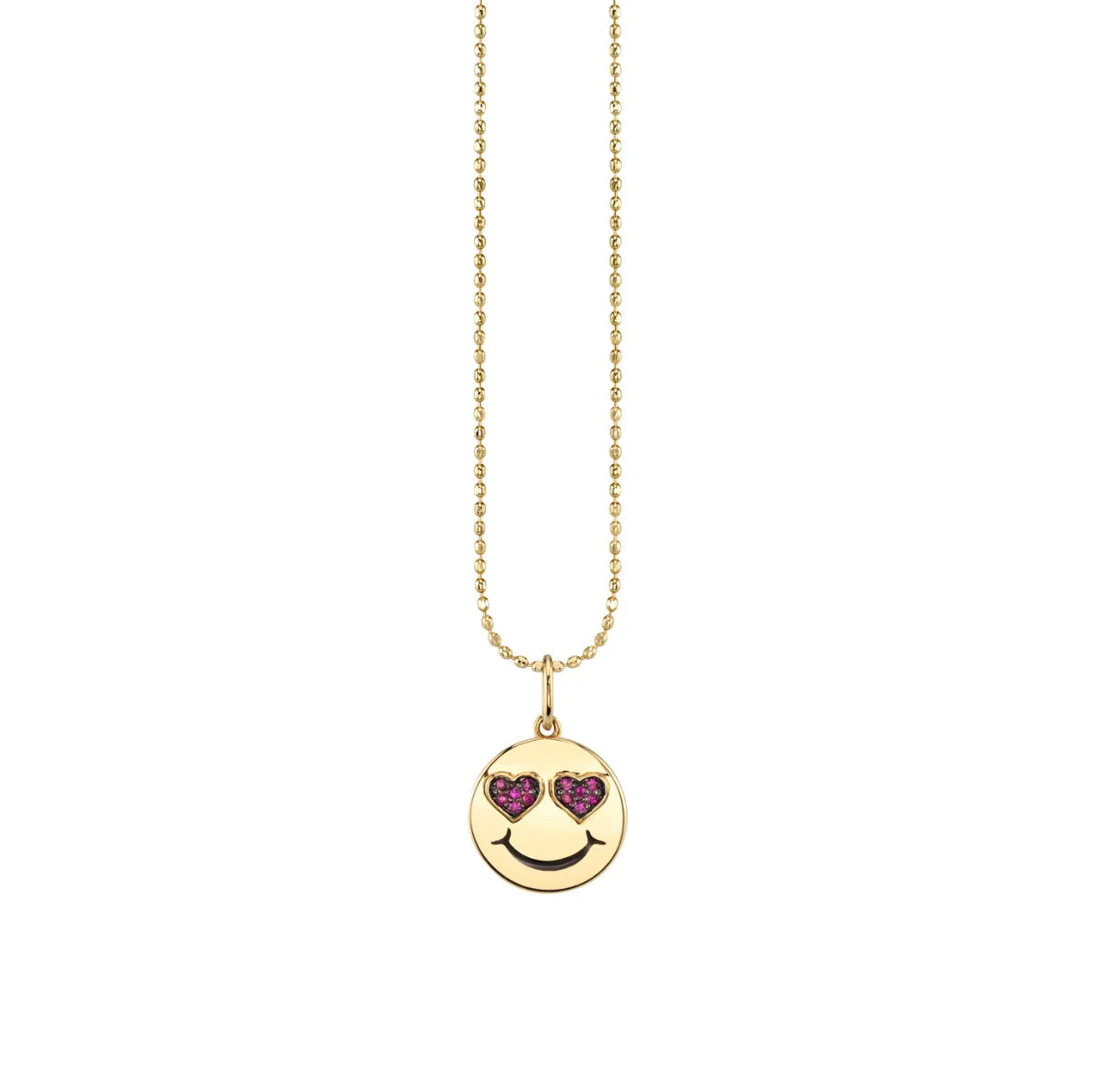 Gold & Ruby Heart Eyes Happy Face Charm