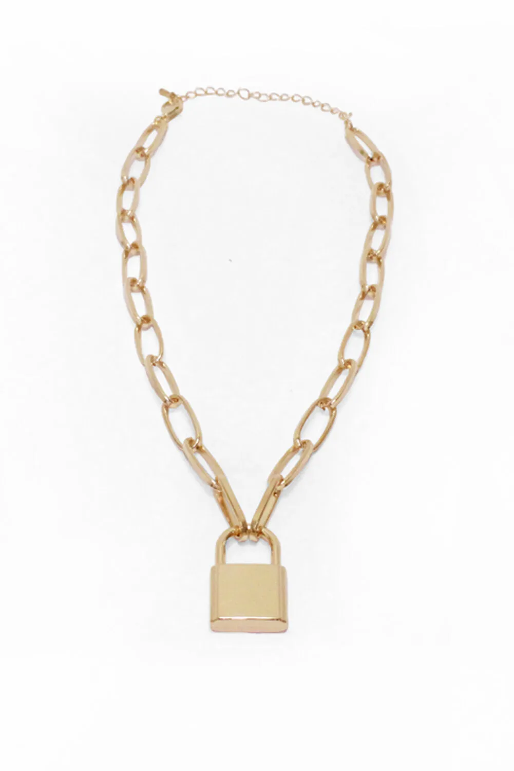 Gold Chain Padlock Necklace