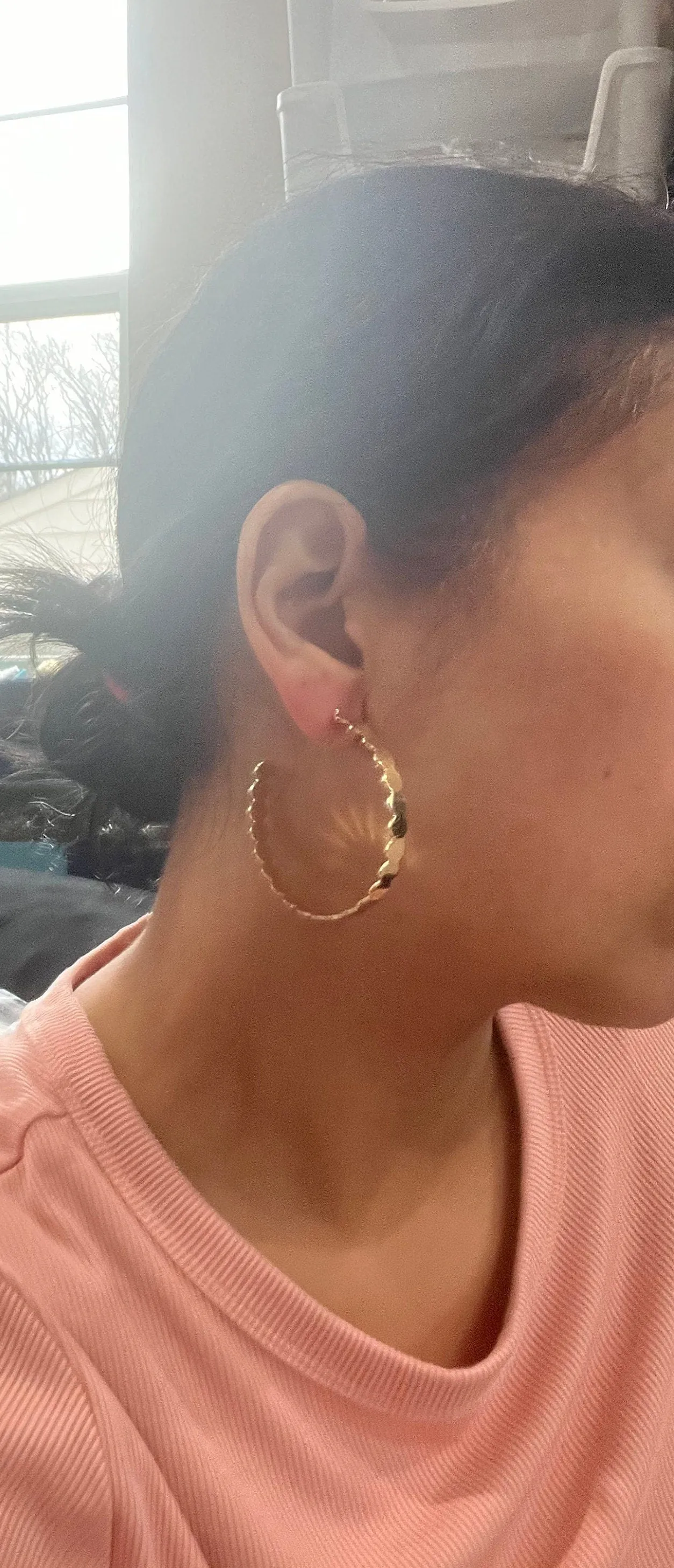 gold hoop earrings , big gold hoops , shiny big gold hoop earrings , chunky round circle  gold hoop earrings