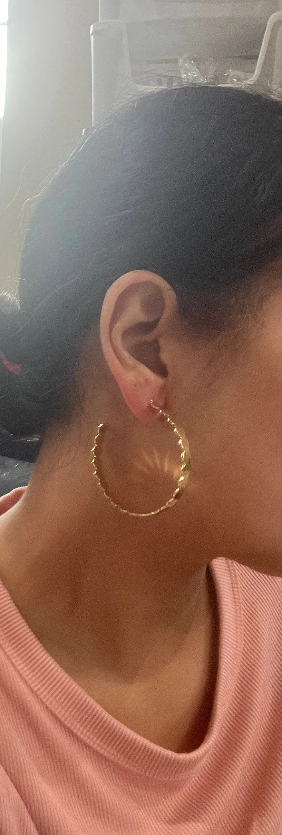 gold hoop earrings , big gold hoops , shiny big gold hoop earrings , chunky round circle  gold hoop earrings