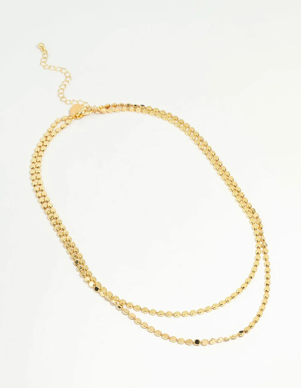 Gold Plated Disc Chain Layered Necklace