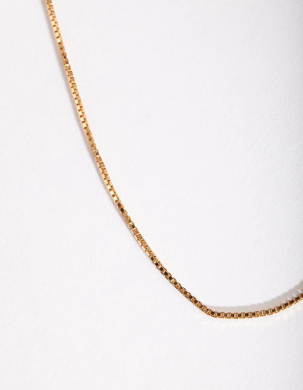 Gold Plated Sterling Silver Box Chain Necklace
