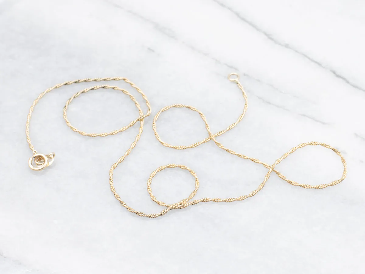 Gold Rope Twist Chain with Spring Ring Clasp