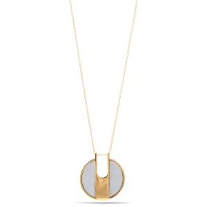 GOLD SILVER SANDED ROUND PENDANT NECKLACE #SWKK-11626NG (HH7)