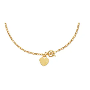 Gold Toggle Chain Necklace 14k solid Yellow Heart-Shaped ( 5.0.gr.tw)