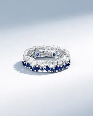 Golden Mini Dark Blue Sapphire Eternity Band