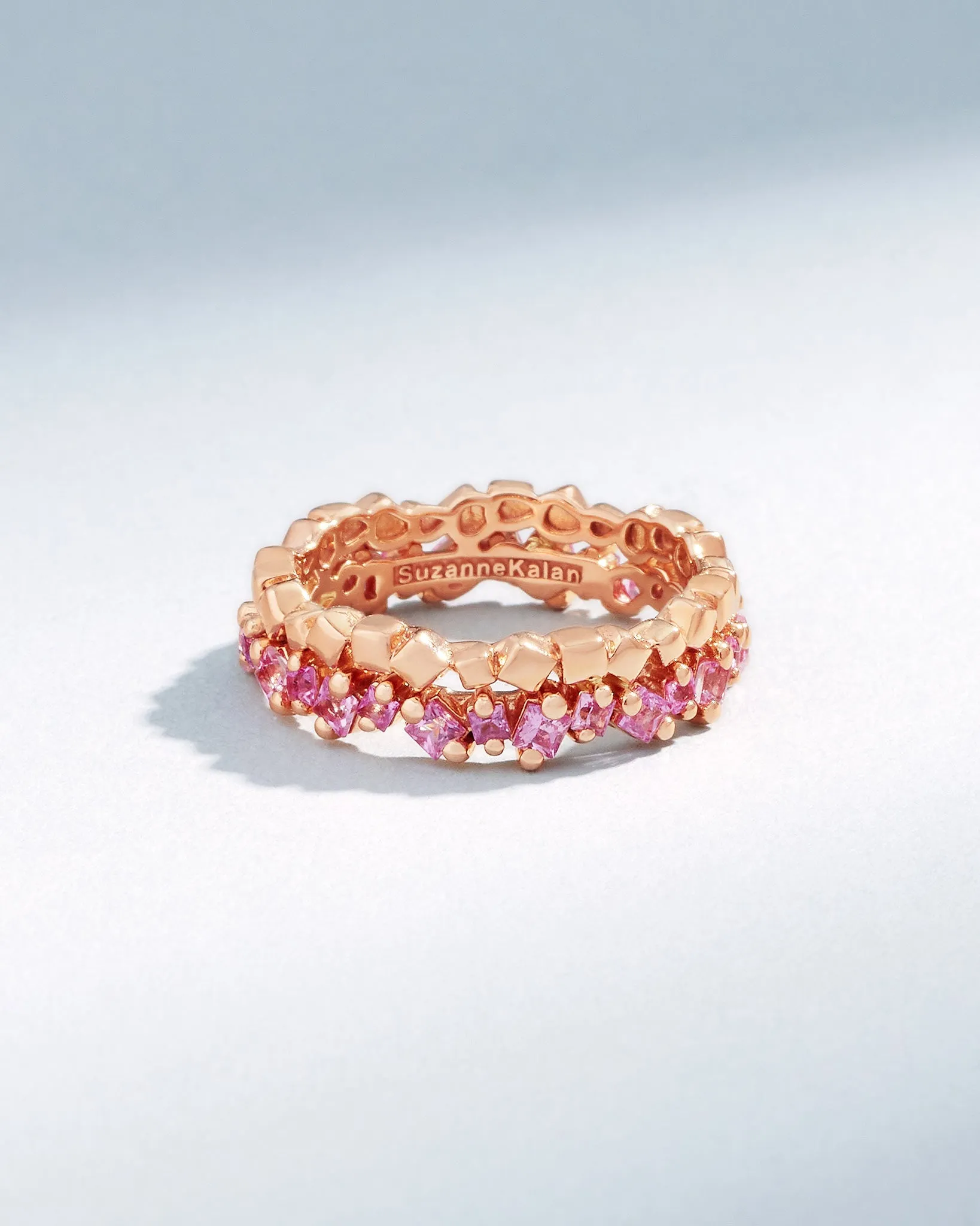 Golden Mini Pink Sapphire Eternity Band