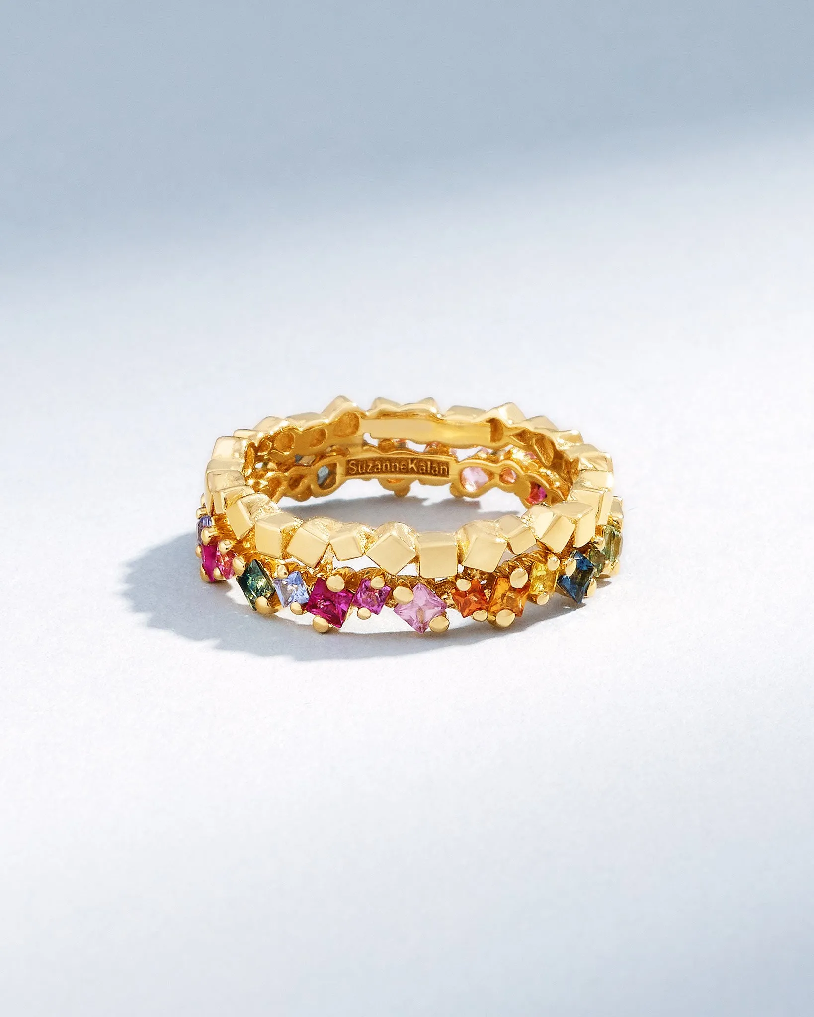 Golden Mini Rainbow Sapphire Eternity Band
