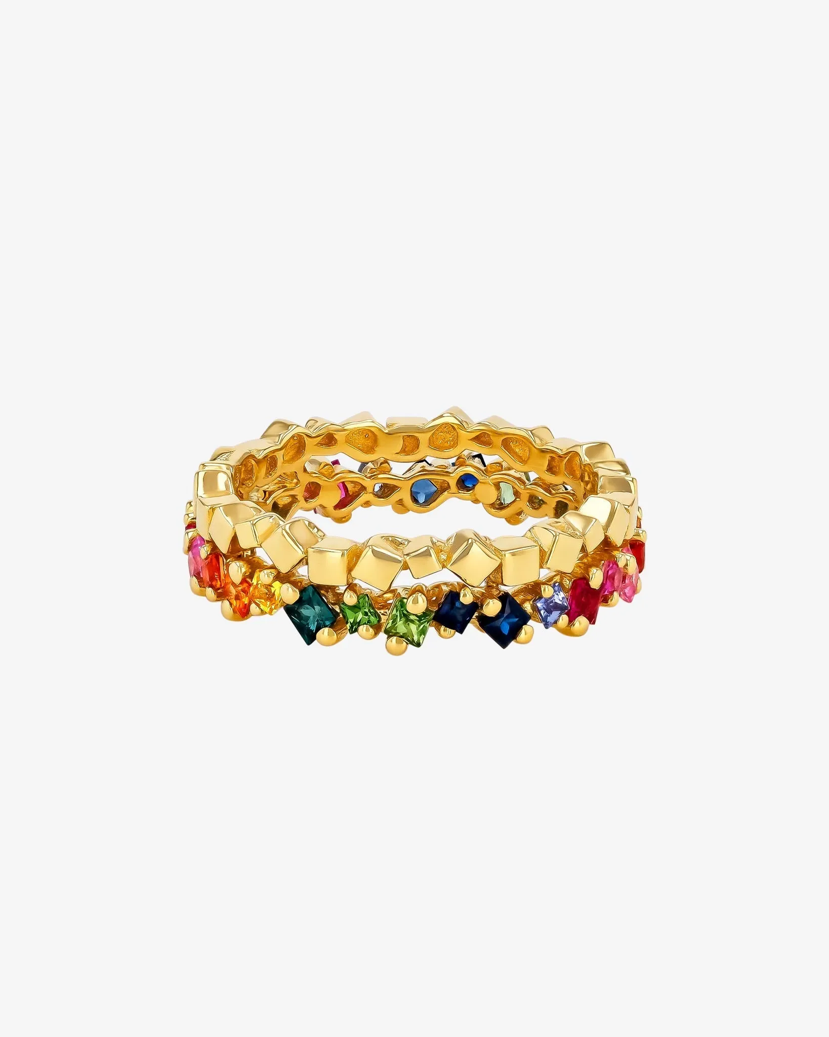Golden Mini Rainbow Sapphire Eternity Band