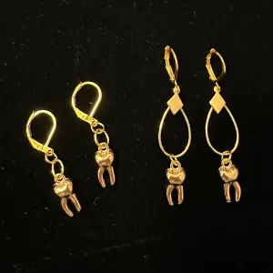 ‘GOLDEN TOOTH’ Handmade Gold Tone Tooth Earrings