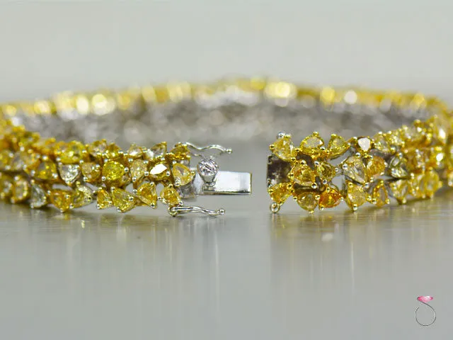 Gorgeous 14.25 ct. Fancy Yellow Diamond Tennis Bracelet in 18K