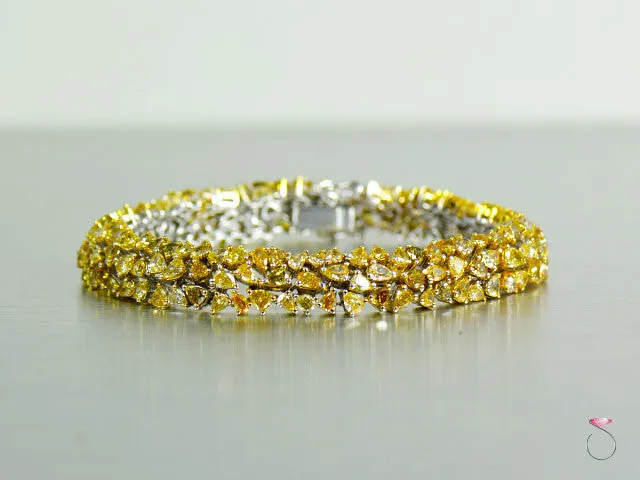Gorgeous 14.25 ct. Fancy Yellow Diamond Tennis Bracelet in 18K