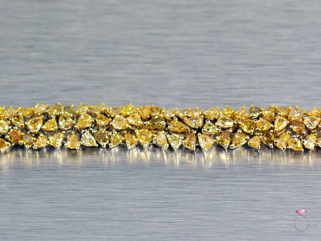 Gorgeous 14.25 ct. Fancy Yellow Diamond Tennis Bracelet in 18K