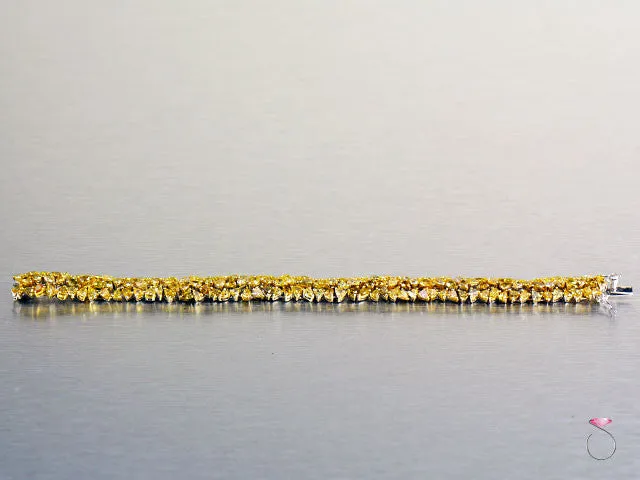 Gorgeous 14.25 ct. Fancy Yellow Diamond Tennis Bracelet in 18K