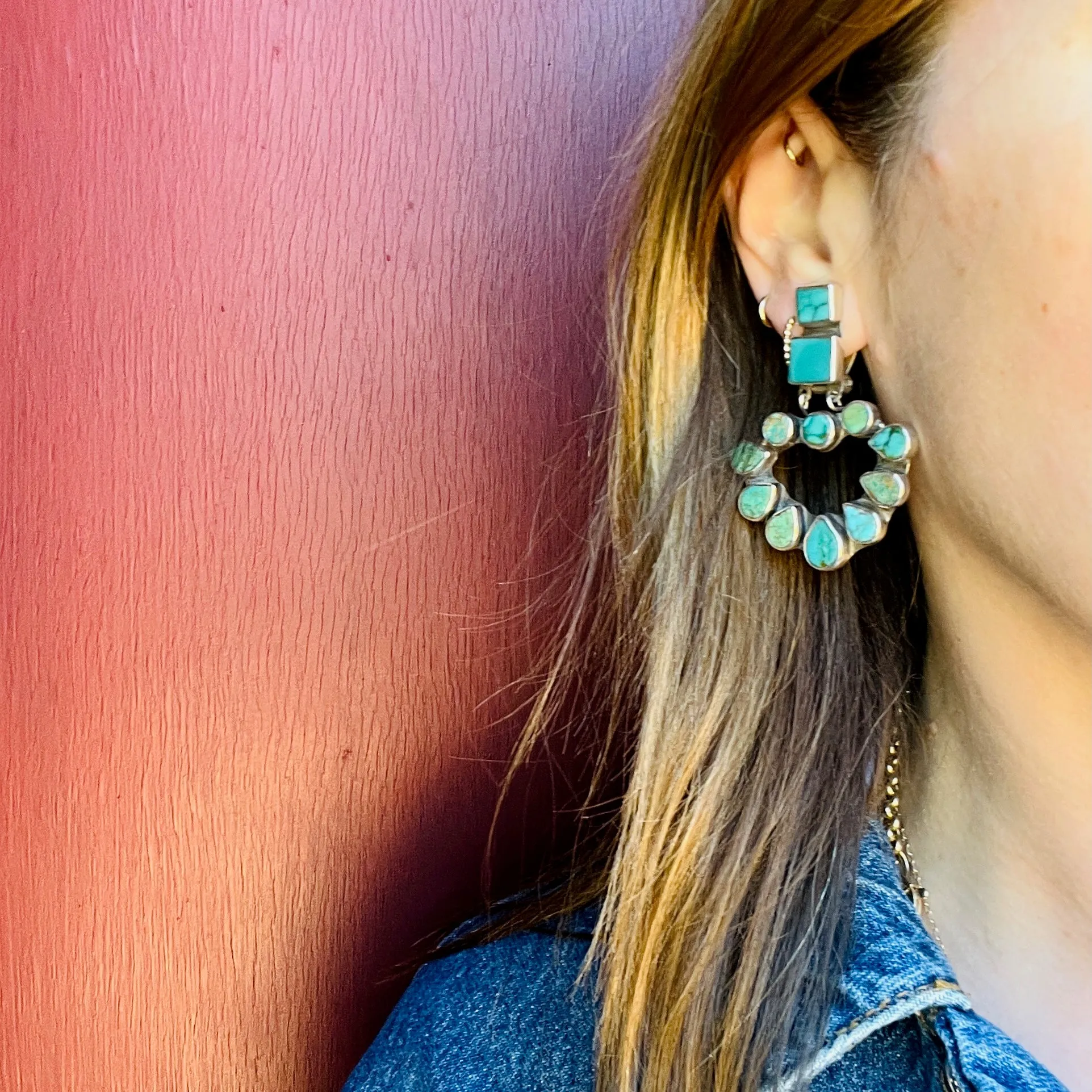 Gorgeous Turquoise & Sterling Silver Statement Earrings