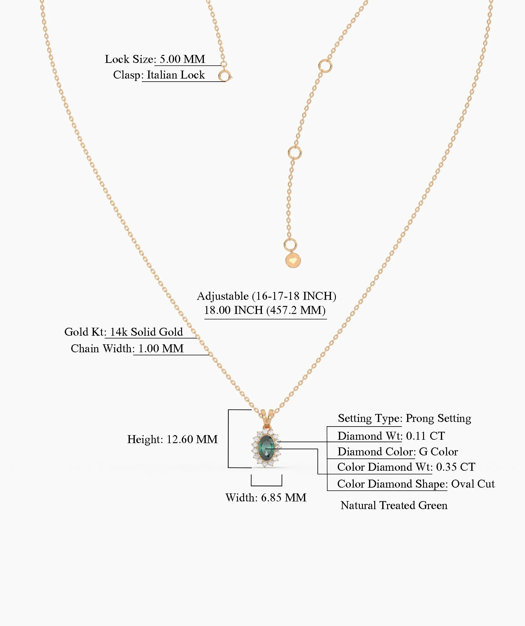 Green Majesty Classic Halo Necklace