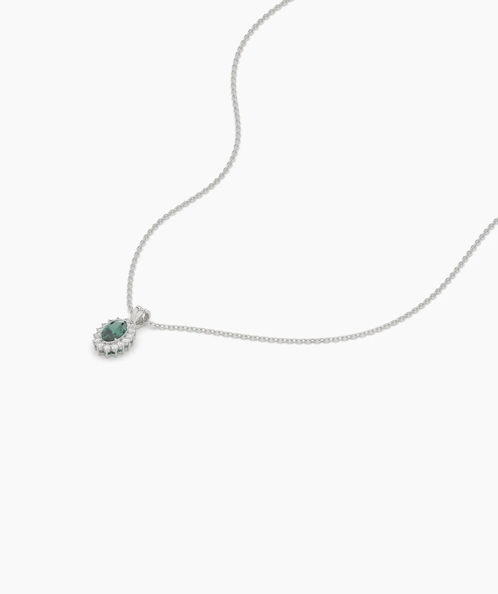 Green Majesty Classic Halo Necklace