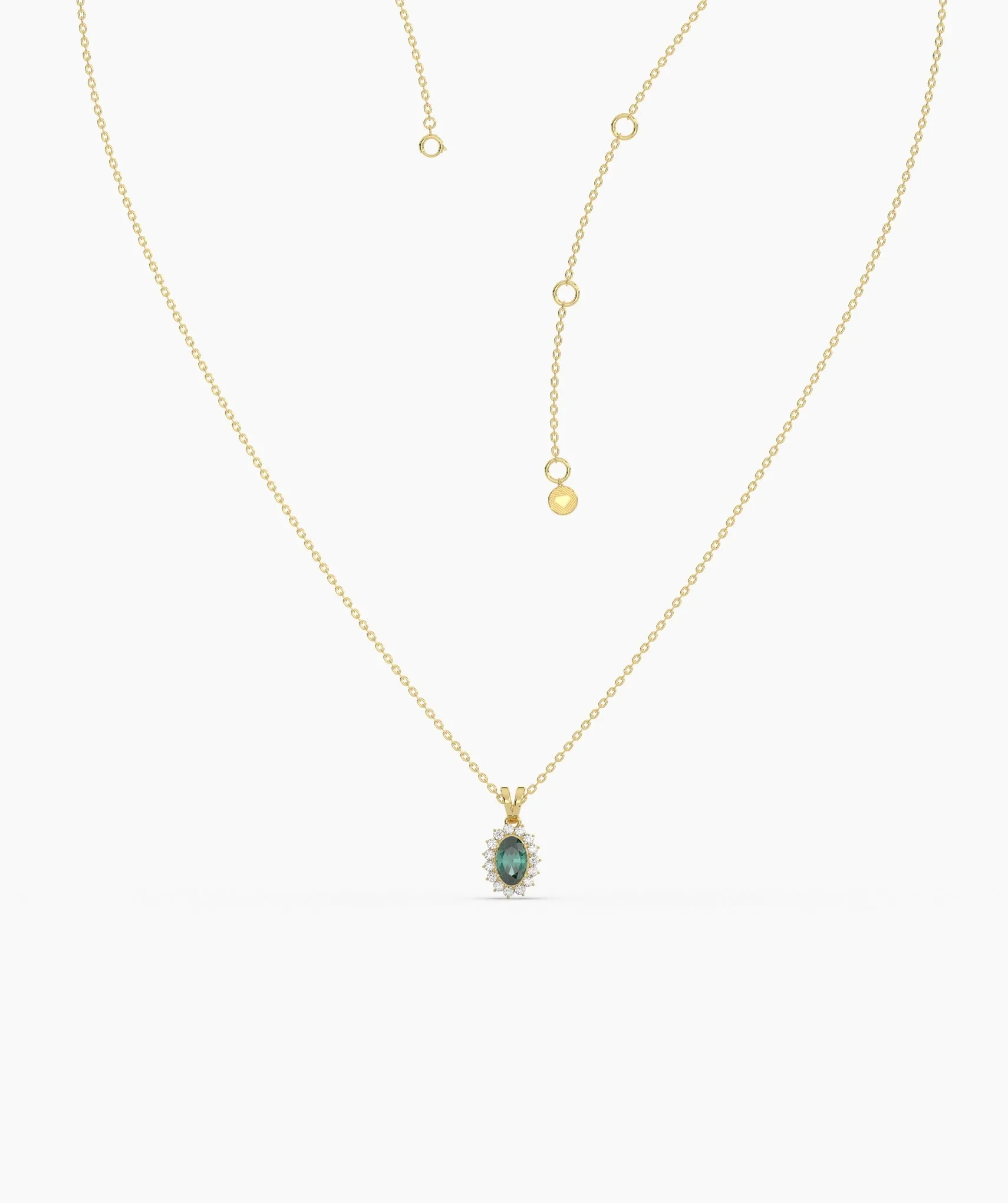 Green Majesty Classic Halo Necklace