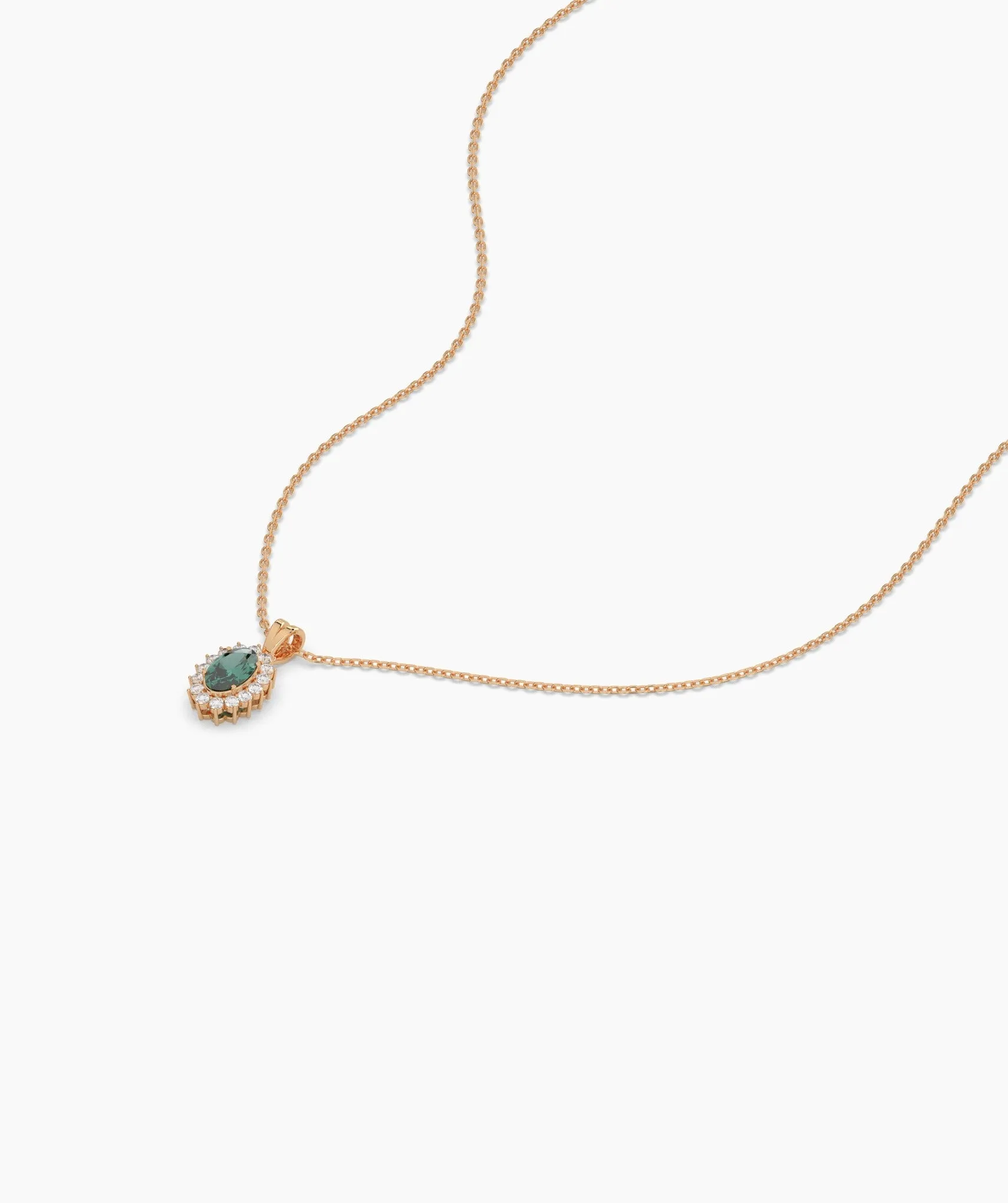Green Majesty Classic Halo Necklace