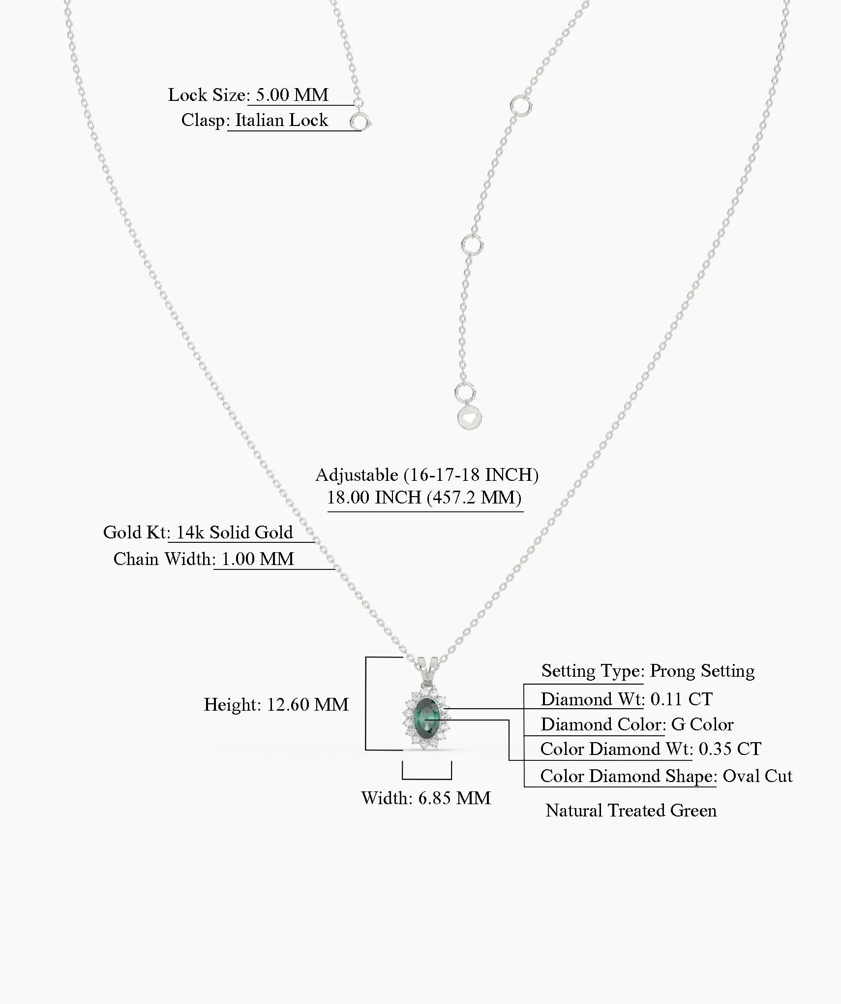 Green Majesty Classic Halo Necklace
