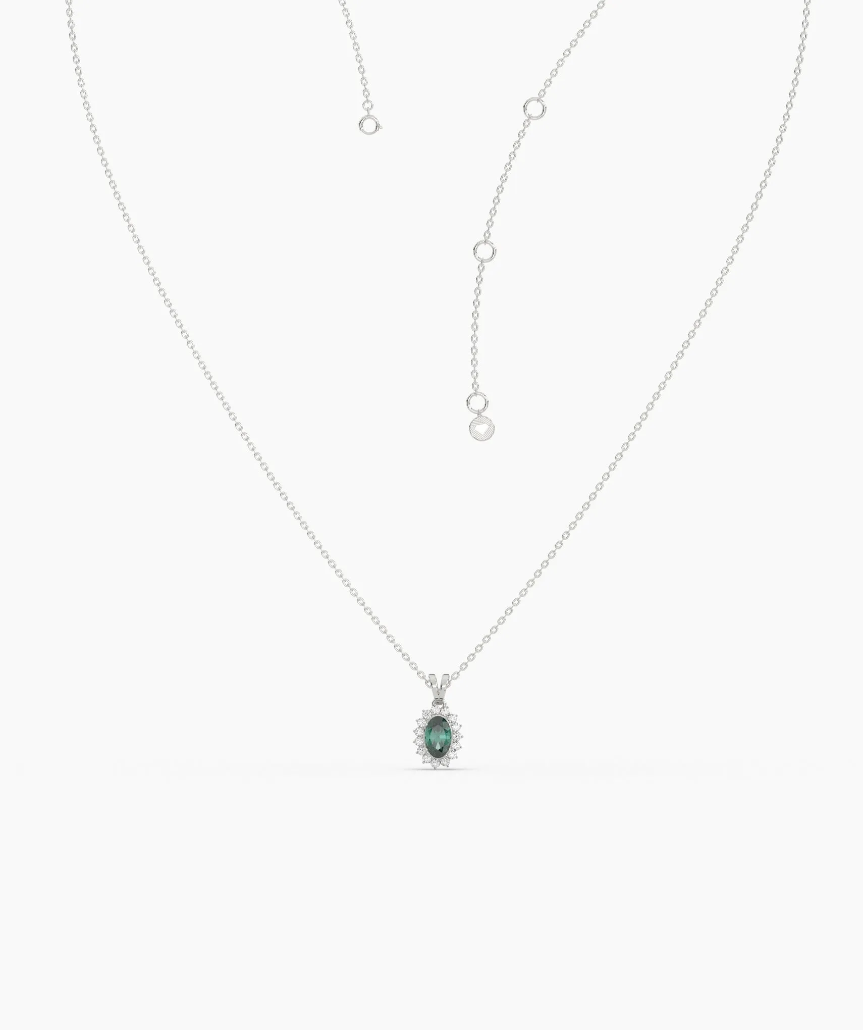 Green Majesty Classic Halo Necklace