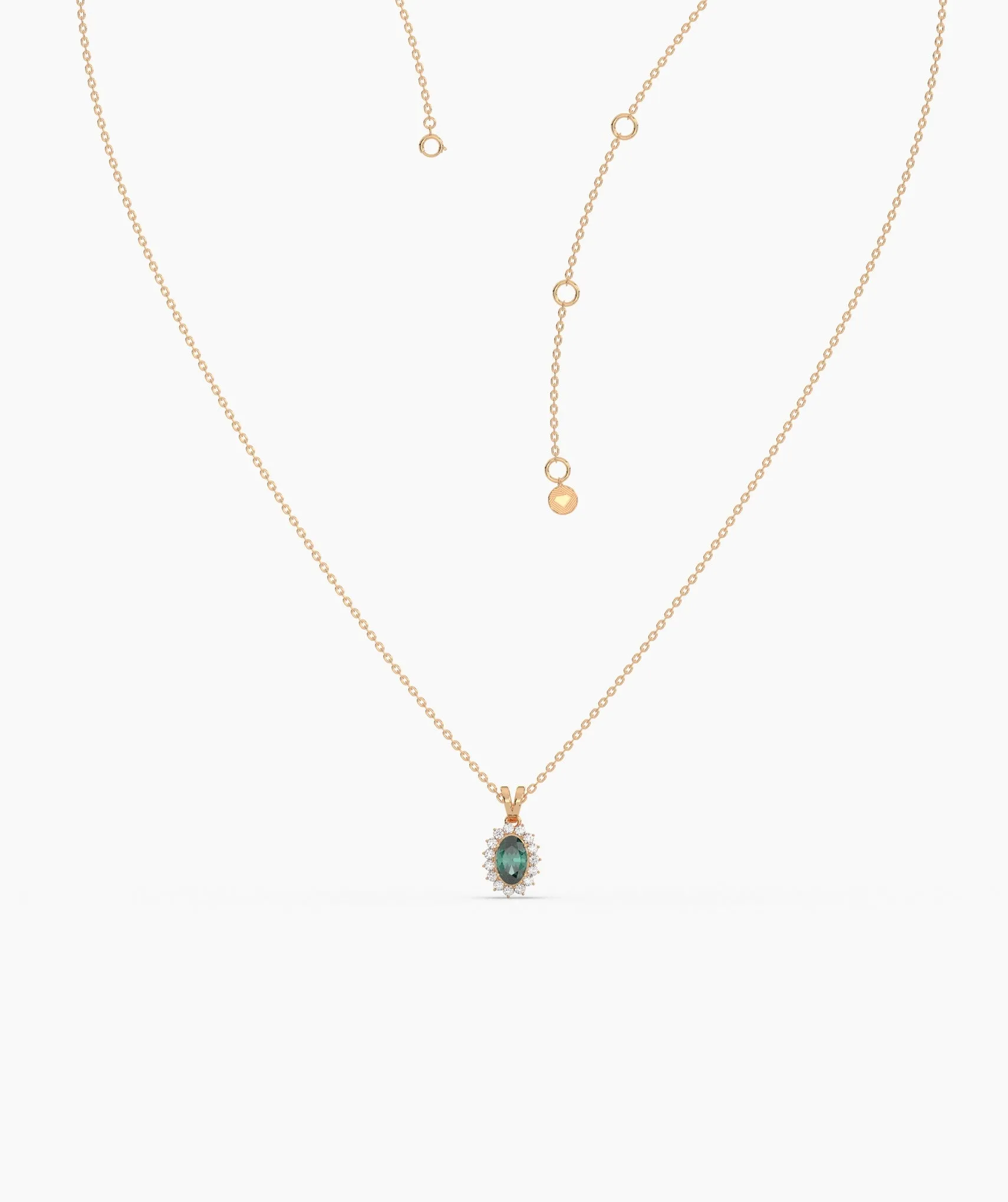 Green Majesty Classic Halo Necklace