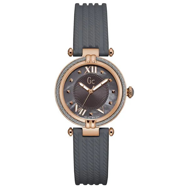 Guess Collection Cable Chic Grey Rubber Strap Grey Dial Quartz Watch for Ladies - Y18006L5