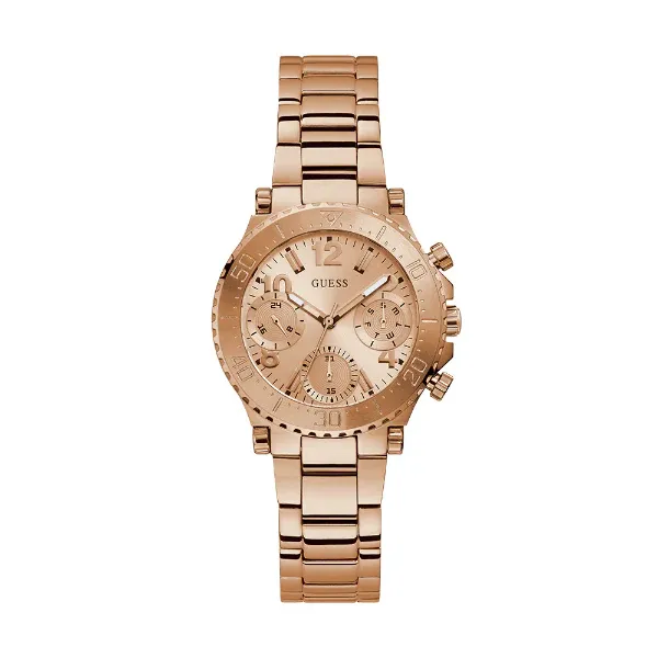 Guess Cosmic Rose Gold Stainless Steel Rose Gold Dial Chronograph Quartz Watch for Ladies - GW0465L2