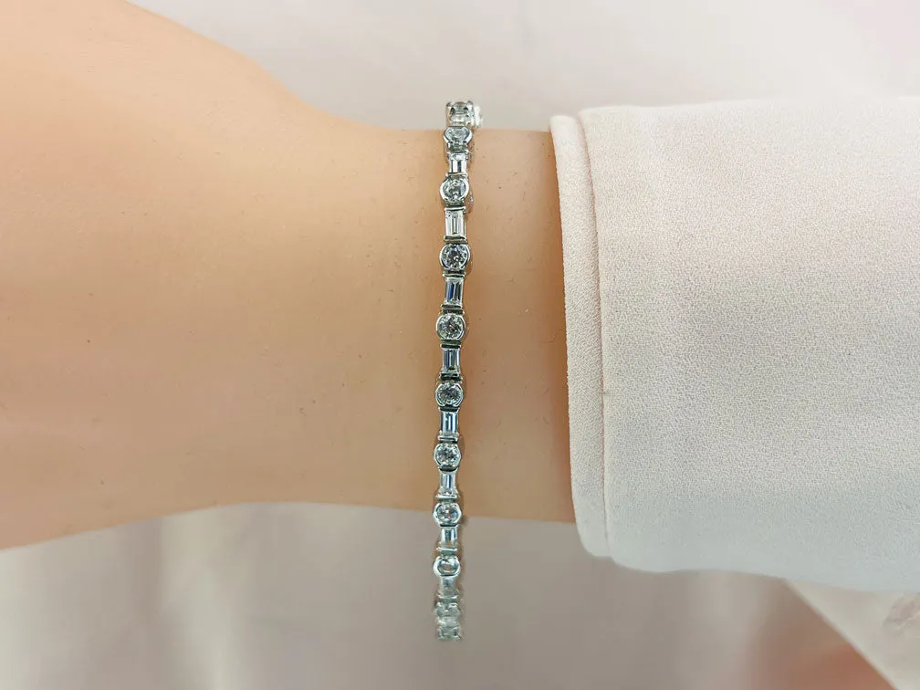 Half Bezel And Channel Set Lab-Grown Diamond Bracelet with 5.04 ct.(finished) 4x2mm, 3mm