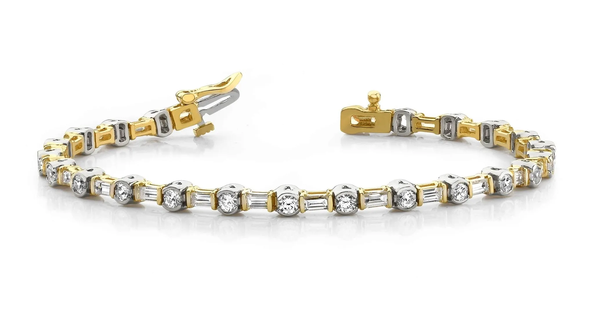 Half Bezel And Channel Set Lab-Grown Diamond Bracelet with 5.04 ct.(finished) 4x2mm, 3mm