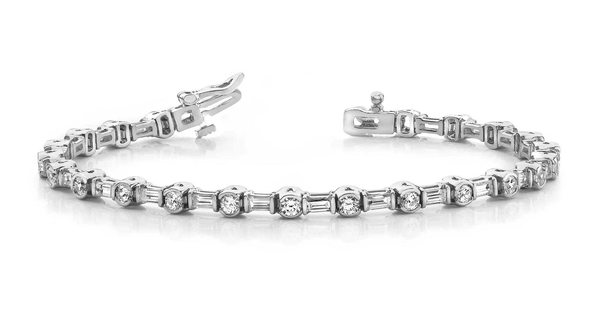 Half Bezel And Channel Set Lab-Grown Diamond Bracelet with 5.04 ct.(finished) 4x2mm, 3mm